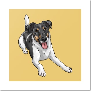 Happy Smooth Fox Terrier Dog | Cute Cartoon Posters and Art